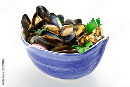 moules marinières fond blanc