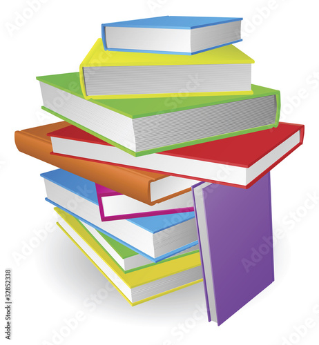Big stack of books illustra...