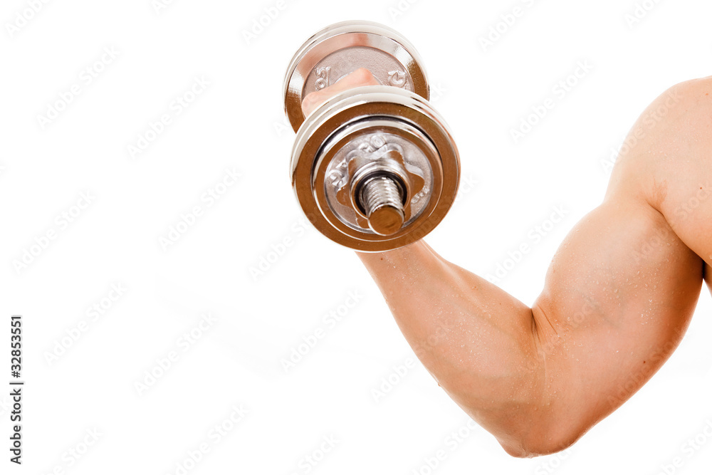 Fitness - powerful muscular man lifting weight Fitness - powerful muscular man lifting weight