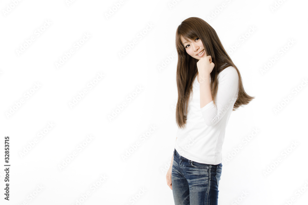 ガッツポーズの女性 ガッツポーズの女性