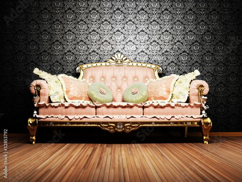Modern  interior design of living room with a  royal sofa