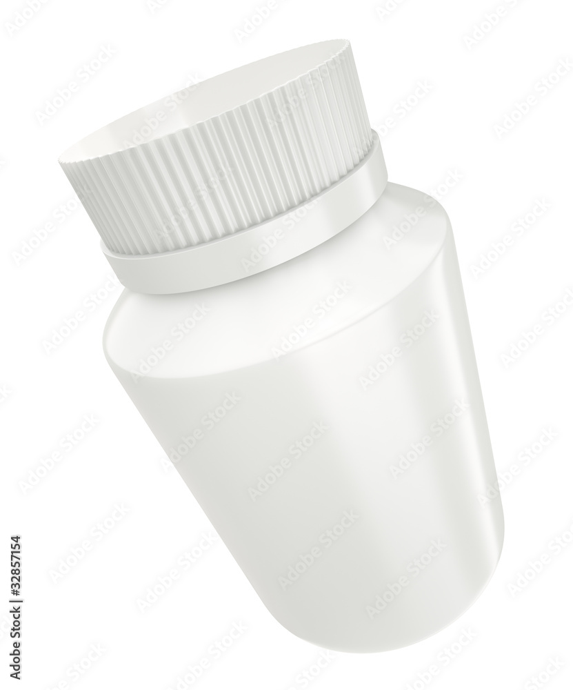 White blank medicine bottle. 3D rendered image. White blank medicine bottle. 3D rendered image.