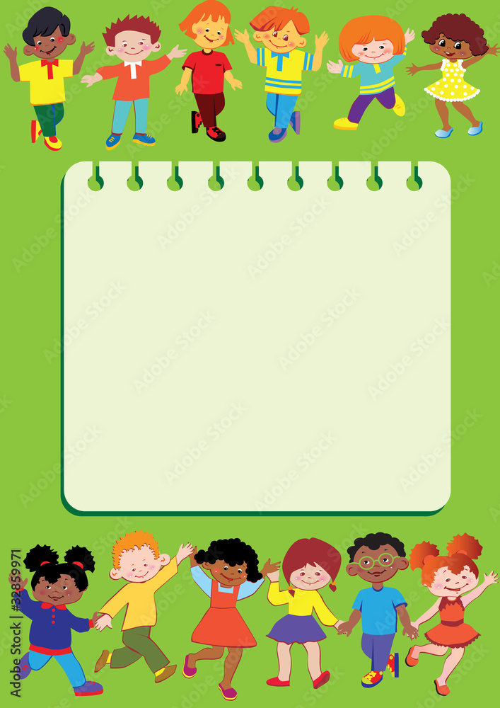 Happy children. Children frame. Place for your text. Happy children. Children frame. Place for your text.