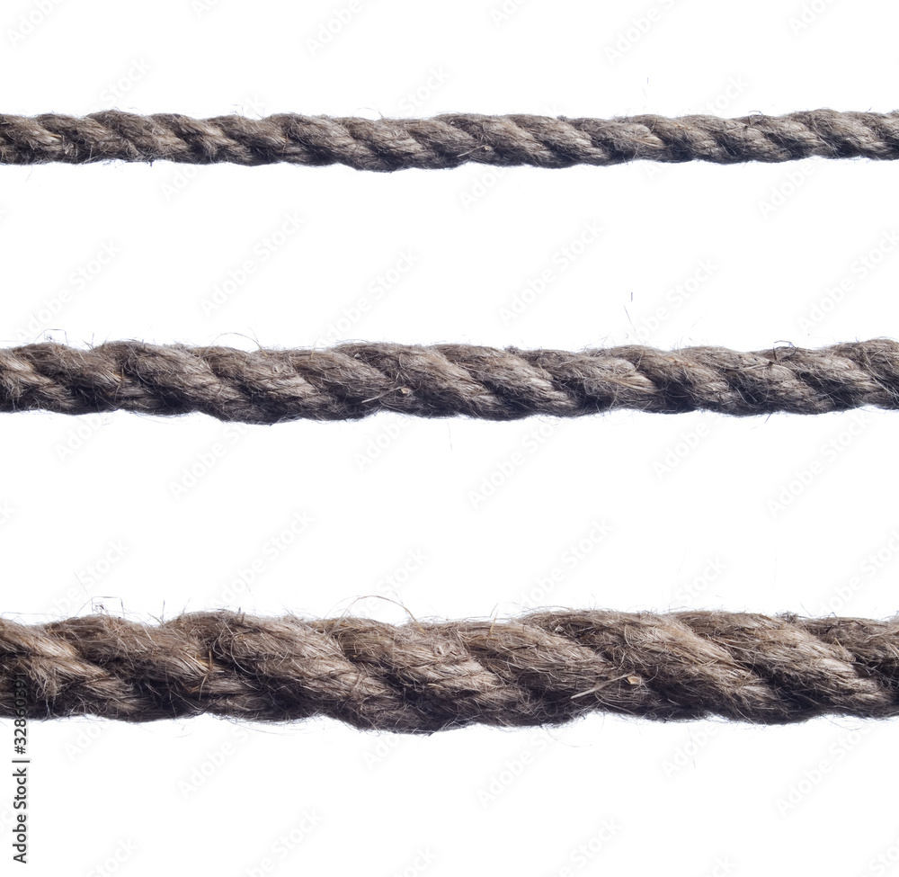 collection of various ropes on white background. collection of various ropes on white background.