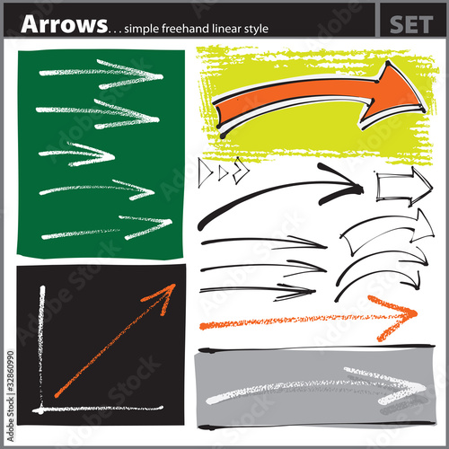 Arrows set (freehand painterly style - chalk, pen, calligraphic)