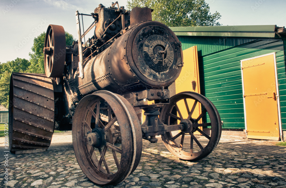 HDR photo of an old steam tractor
