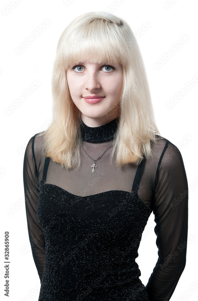 Beautiful blonde in black dress Beautiful blonde in black dress