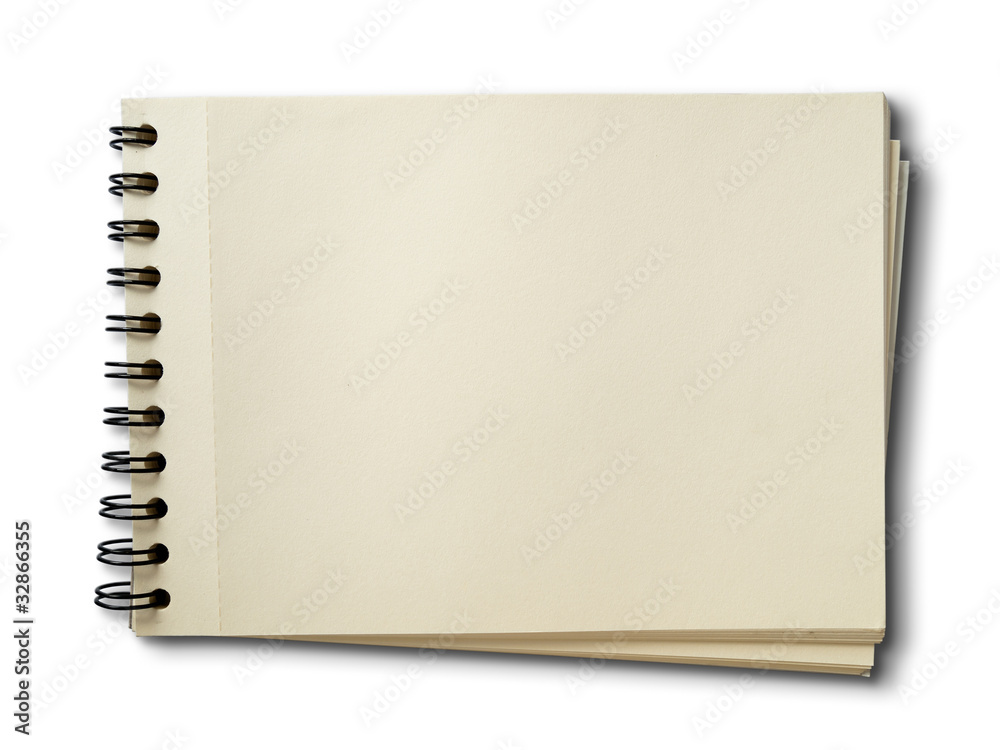 Naklejka premium Horizontal blank sketch book on white