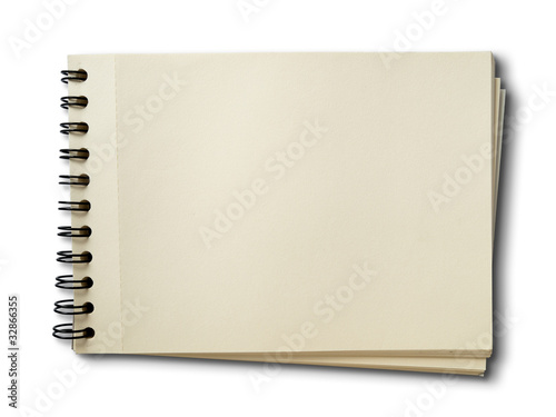 Horizontal blank sketch book on white