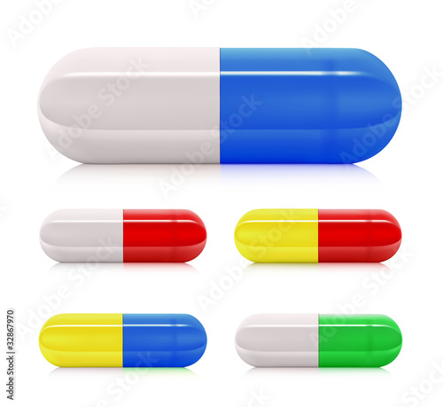 Multicolored pill capsules