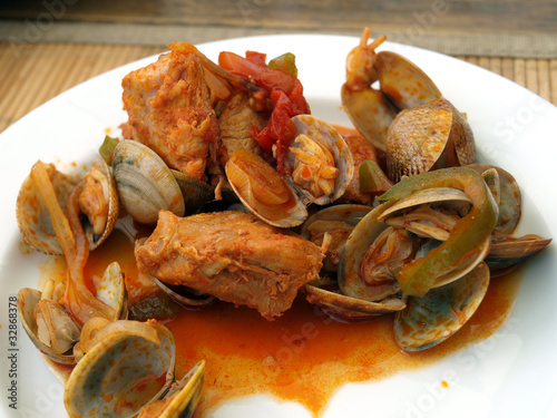 A traditional Portuguese meal seafood Cataplana.