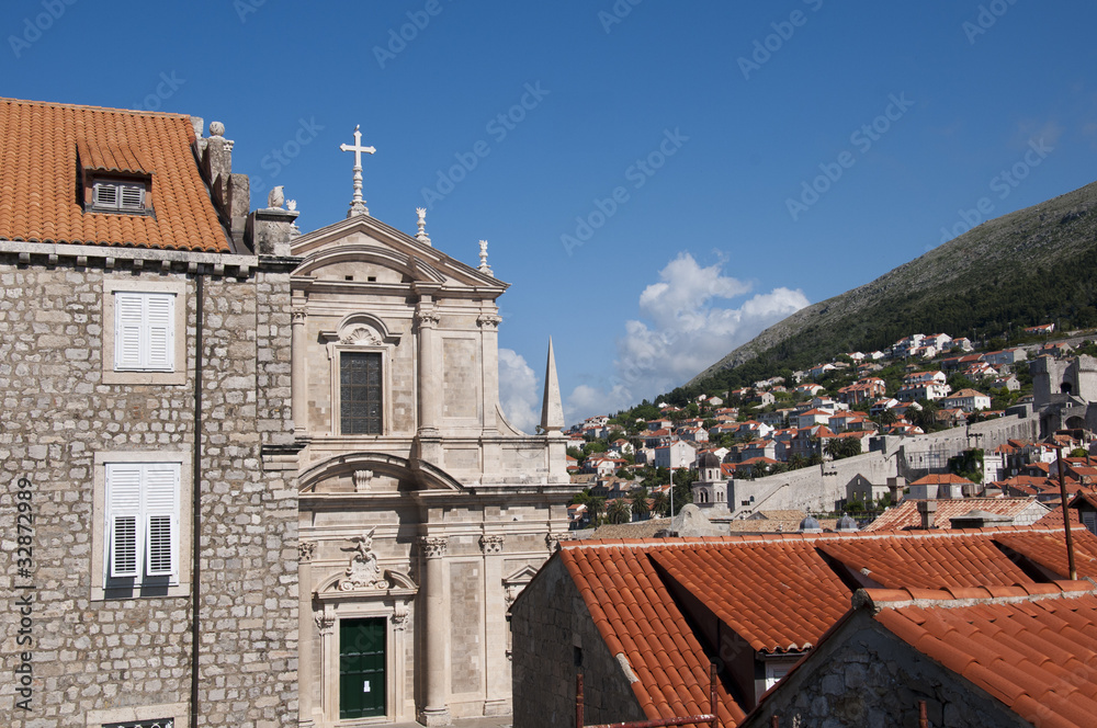 St Ignatius Church from city walls in Dubrovnic Croatia
