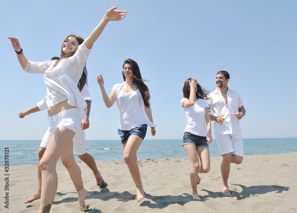 Group of happy young people in have fun at beach Group of happy young people in have fun at beach