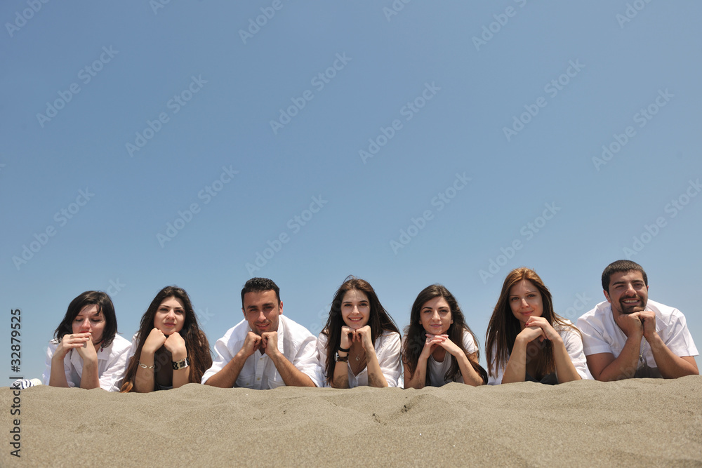 Group of happy young people in have fun at beach Group of happy young people in have fun at beach