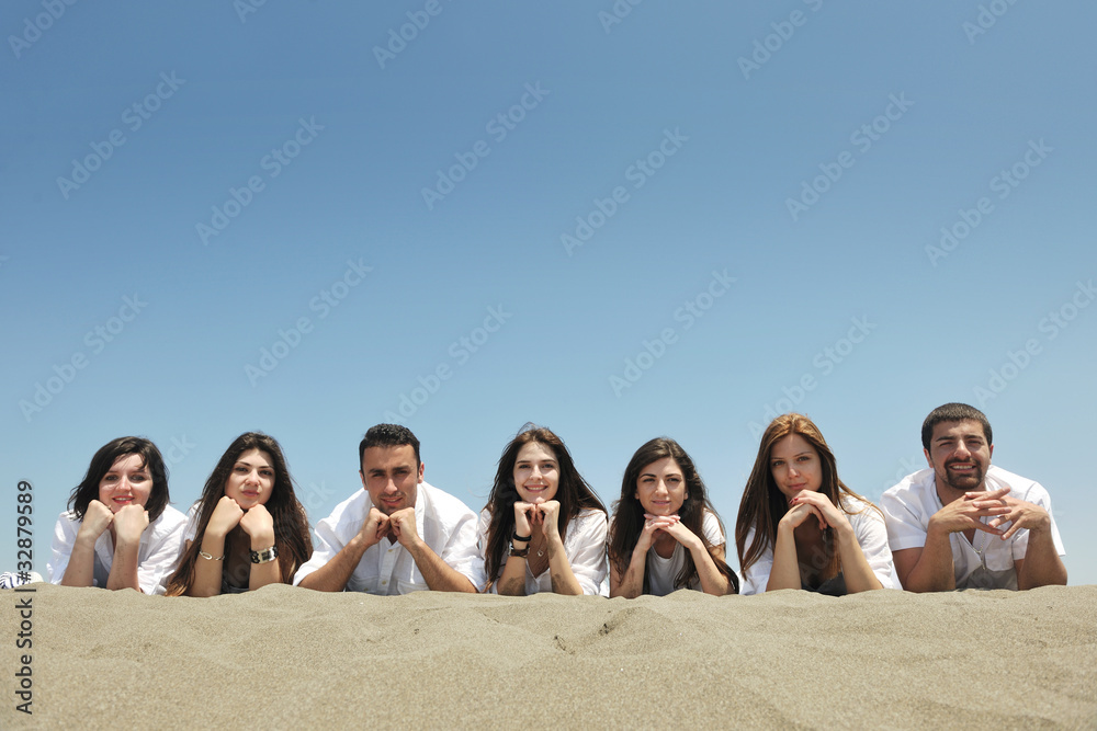 Group of happy young people in have fun at beach Group of happy young people in have fun at beach