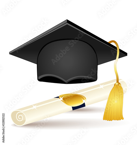 Graduation cap and diploma