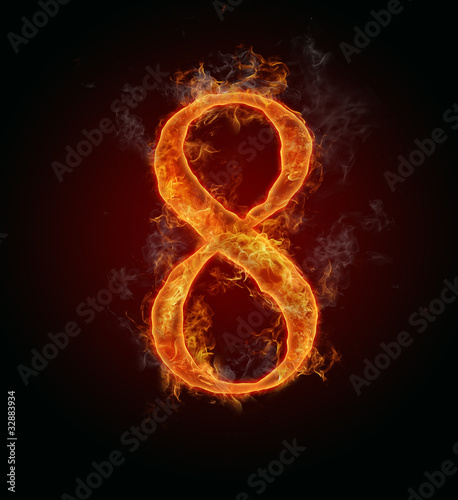 Burning fire number "8"