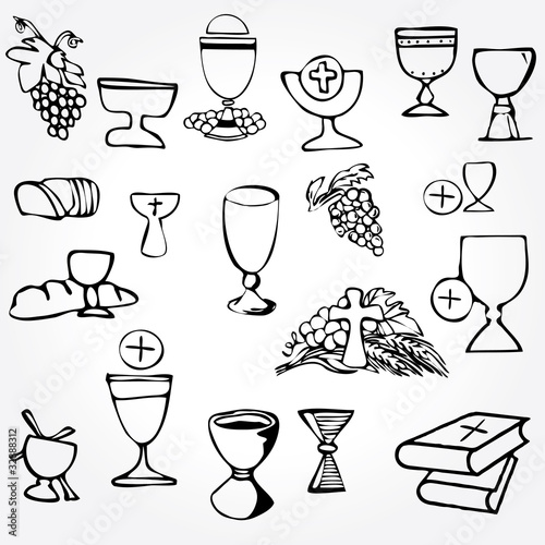 Set of Illustration communion depicting traditional Christian