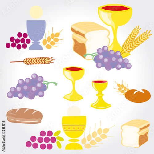 Set of Illustration communion depicting traditional Christian