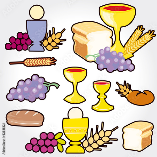 Set of Illustration communion depicting traditional Christian
