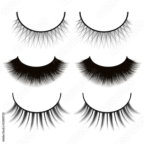 set of eyelashes isolated on white background