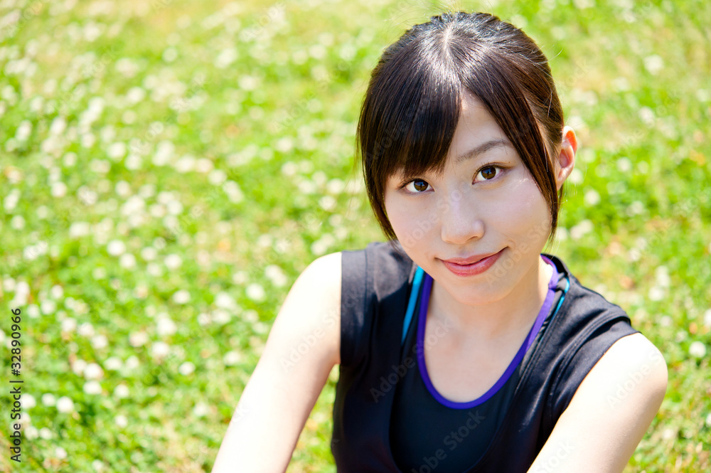 beautiful asian woman sitting in the park beautiful asian woman sitting in the park