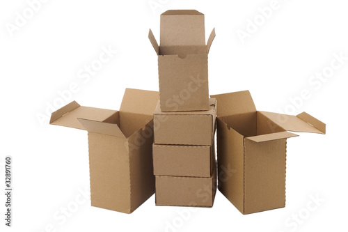 Brown cardboard boxes arranged in stack