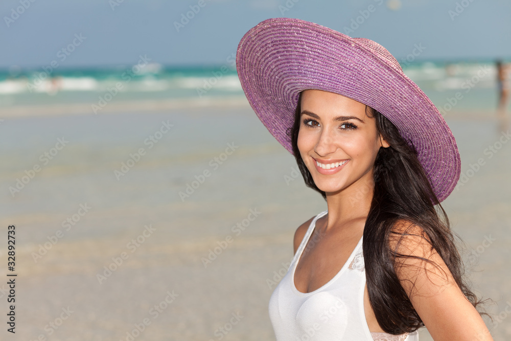Beautiful Young Woman on the Shoreline of South Beach
