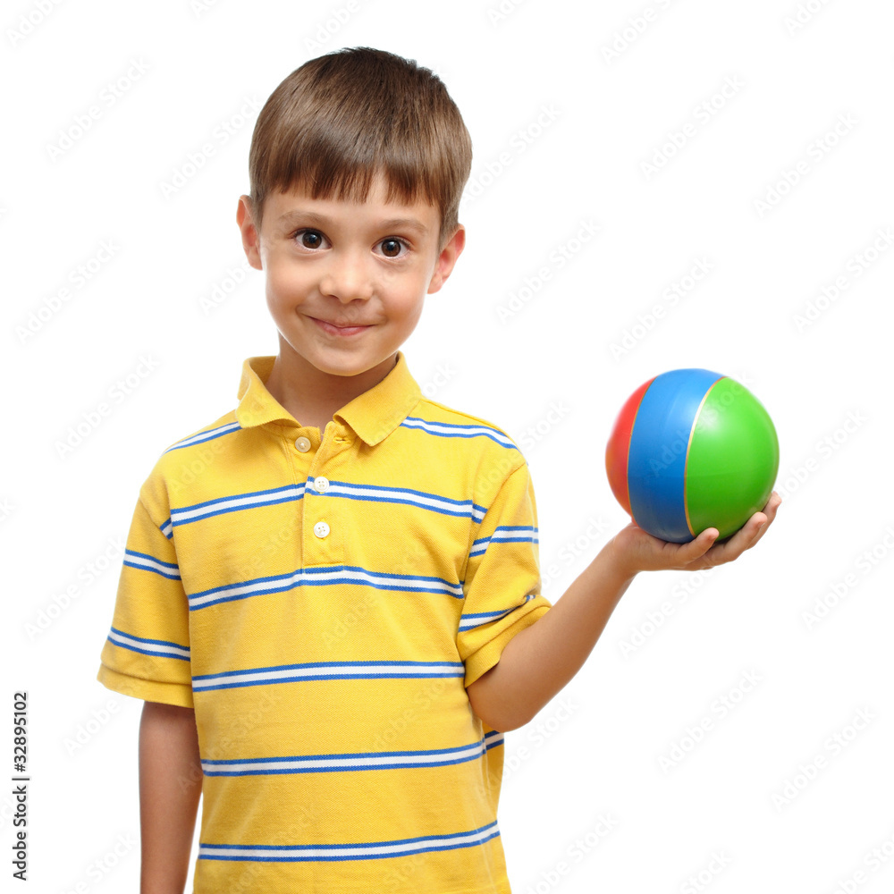 Child playing with colorful toy rubber ball Child playing with colorful toy rubber ball