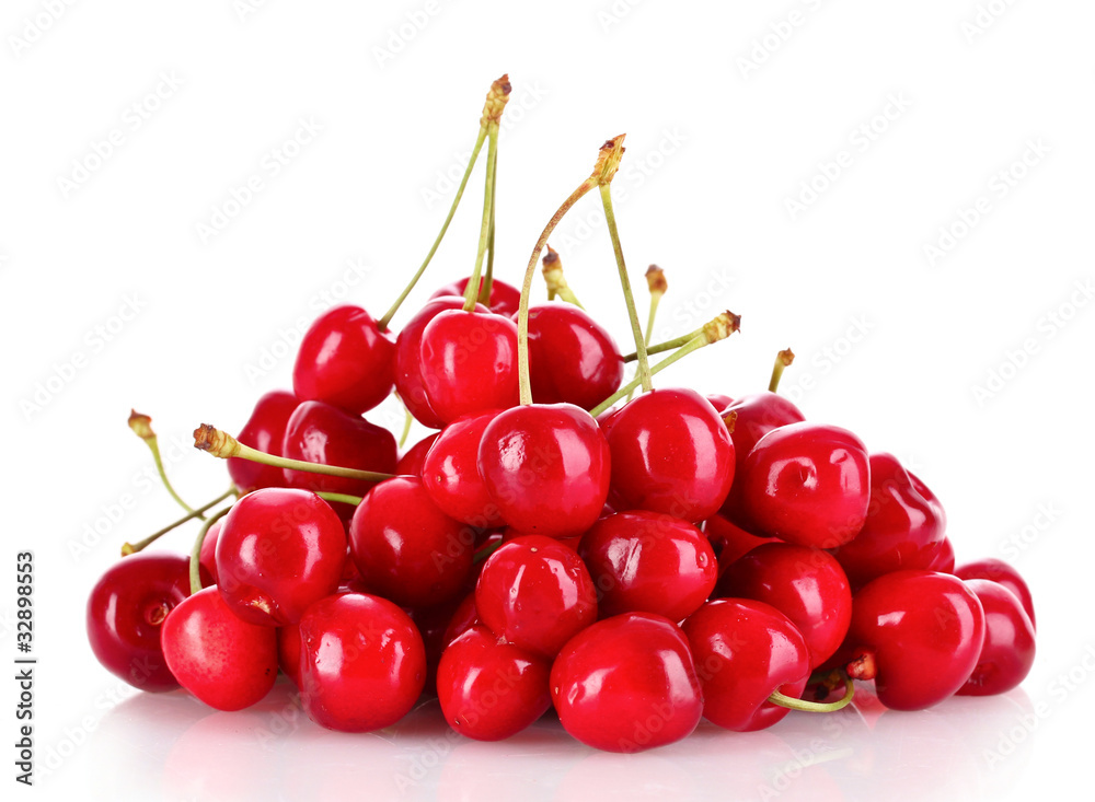 many cherries isolated on white background many cherries isolated on white background