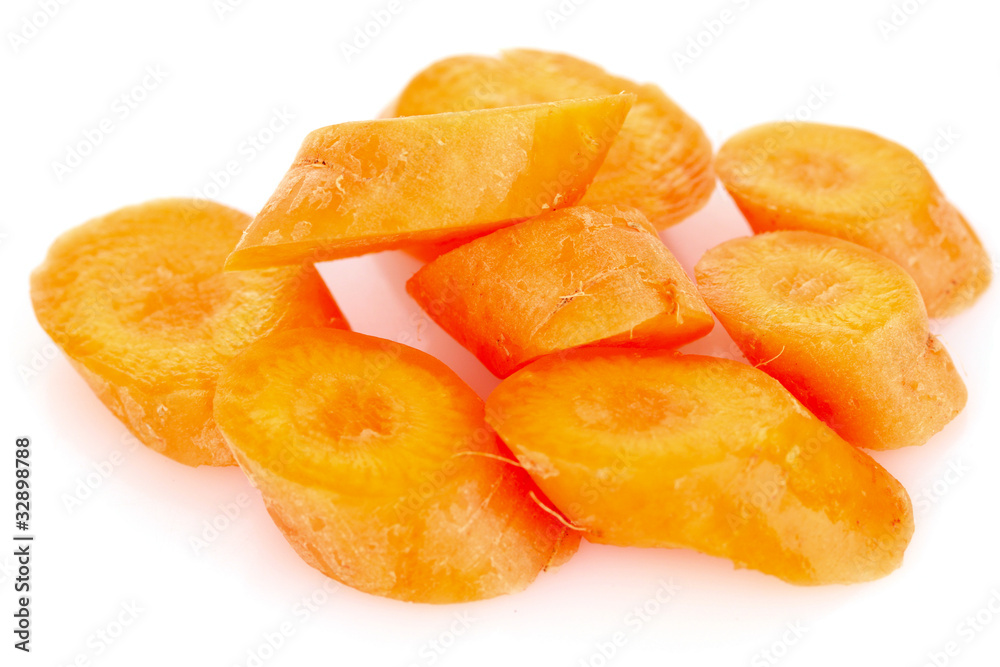 sliced carrots isolated on a white background sliced carrots isolated on a white background
