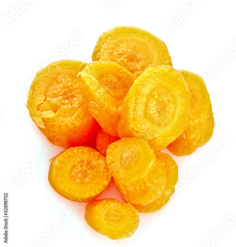 sliced ​​carrots isolated on a white background