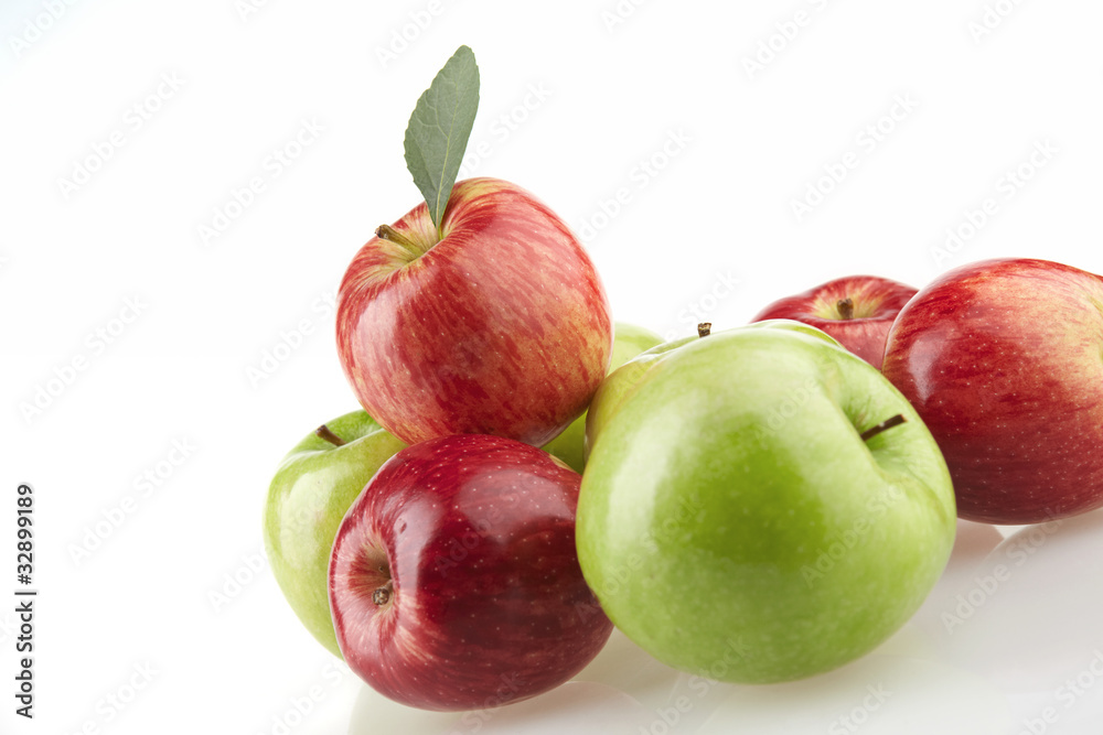 Group of different apples.Isolated on a white background