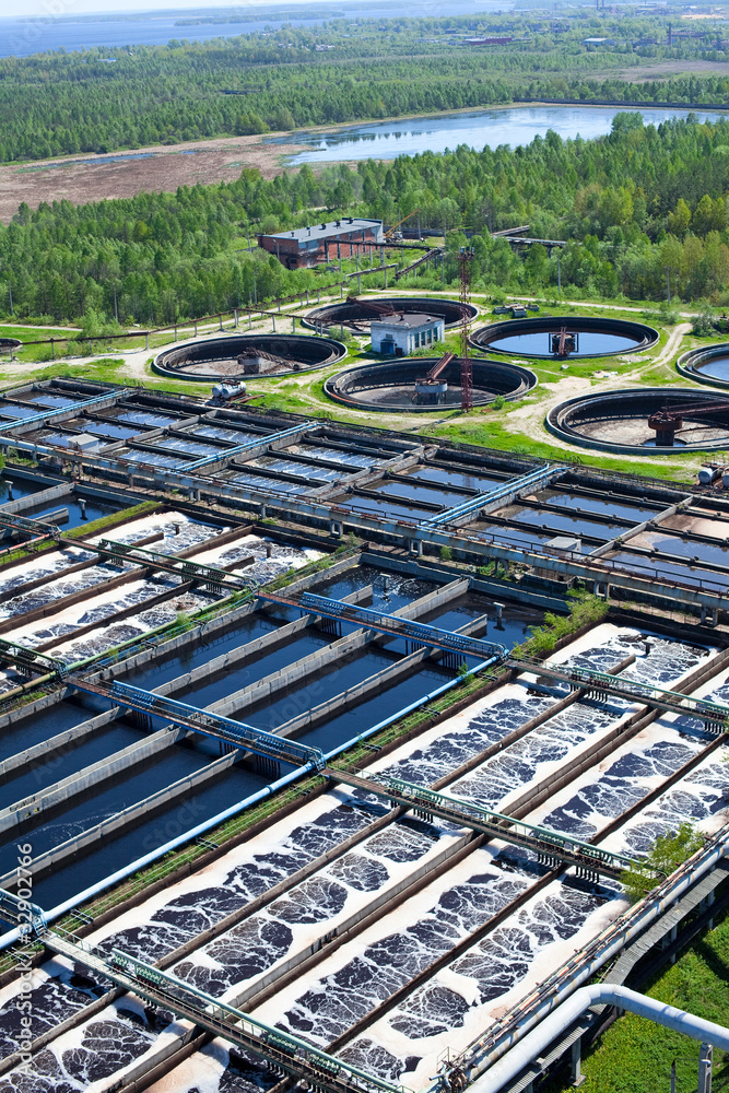 Water treatment plant with dirty sludge in sedimentation tank