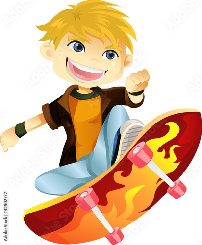 Skateboarding boy