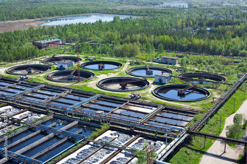 Biological water treatment plant with a round settlers Fototapet