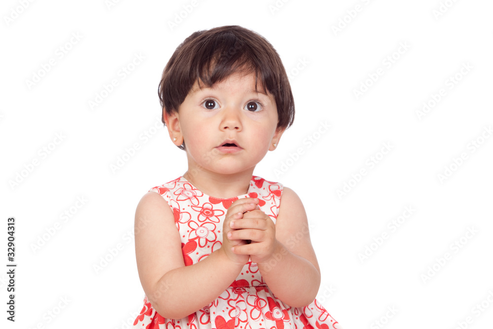 Adorable baby girl with floral dress Adorable baby girl with floral dress