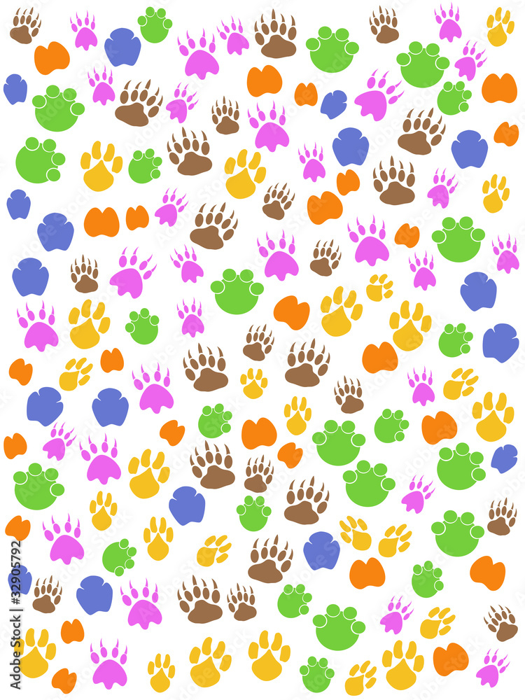 colorful seamless animals footprint