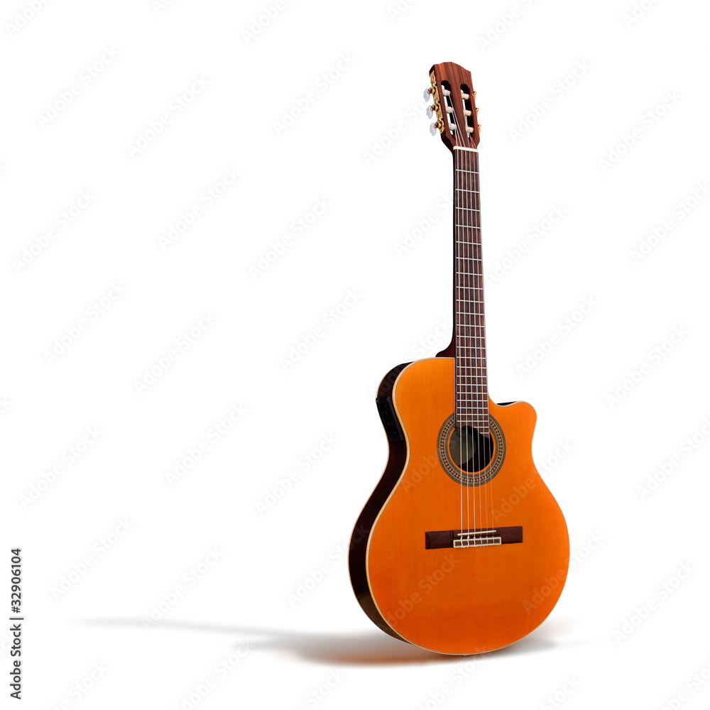 Obraz premium Cutaway Classical Acoustic Guitar//whole body/Isolated