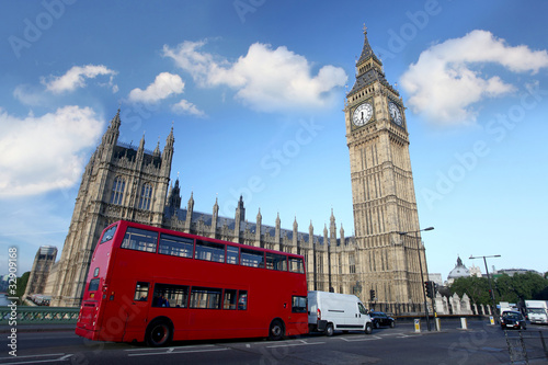 Big  Ben with double decker, London, Uk #32909168