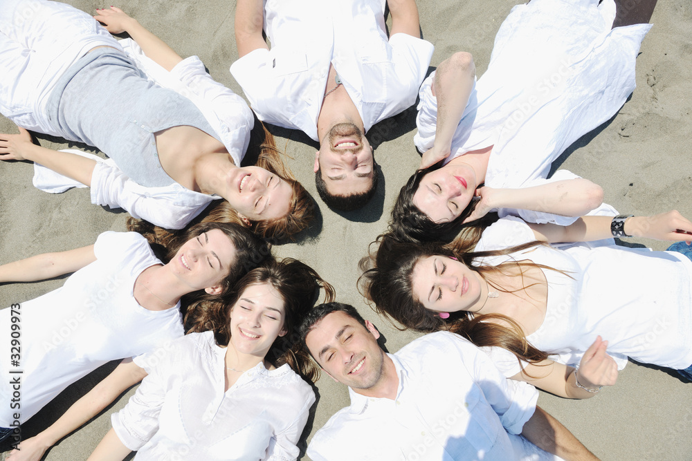 Group of happy young people in have fun at beach Group of happy young people in have fun at beach