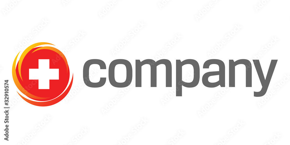 Cross on red background logo Cross on red background logo