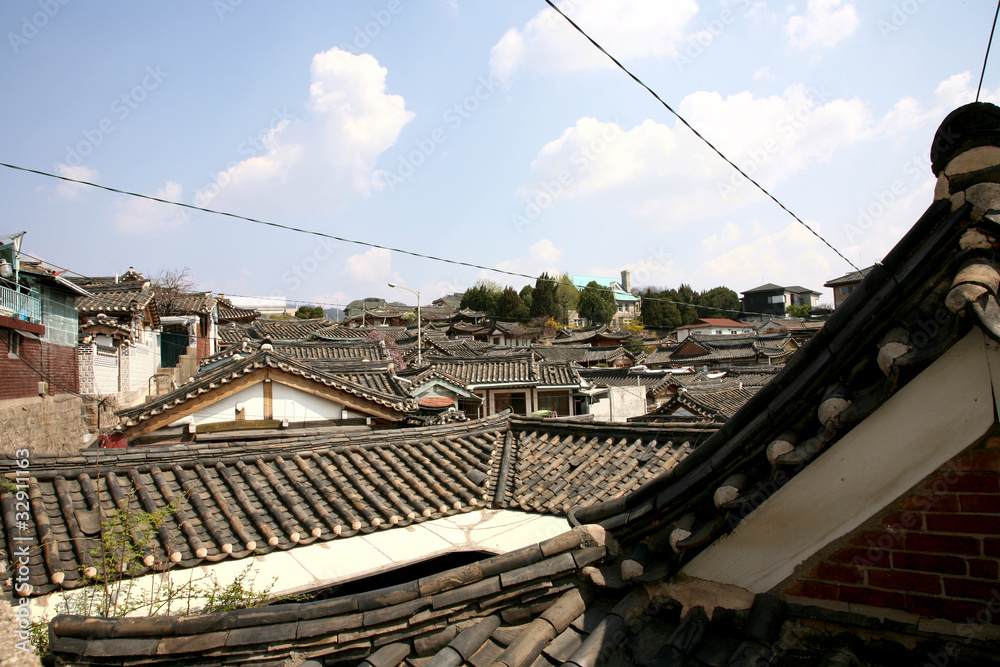 Naklejka premium Korea Bukchon Hanok Village