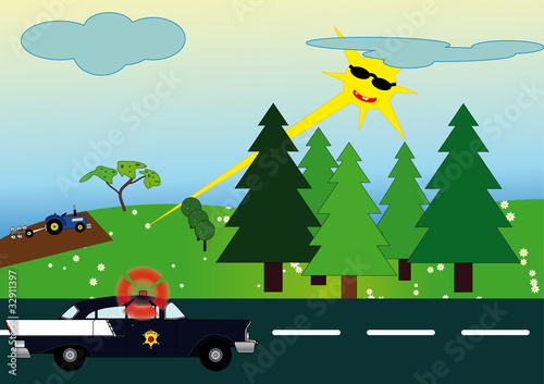 Police car siren sounds