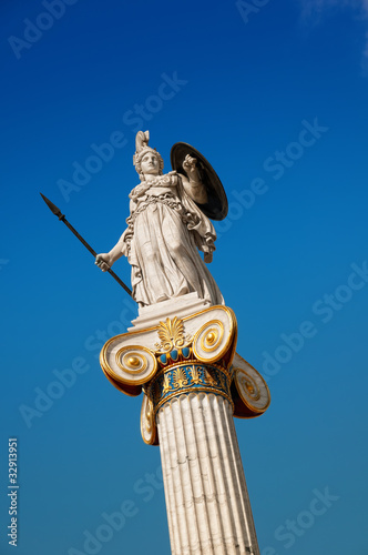 Canvastavla Statue of Athena goddess of knowledge.