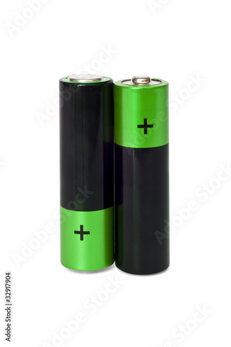 two AA batteries standing