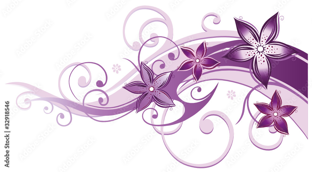 Ranke, flora, Blumen, Blüten, filigran, lila, violett, rosa Stock Vector |  Adobe Stock
