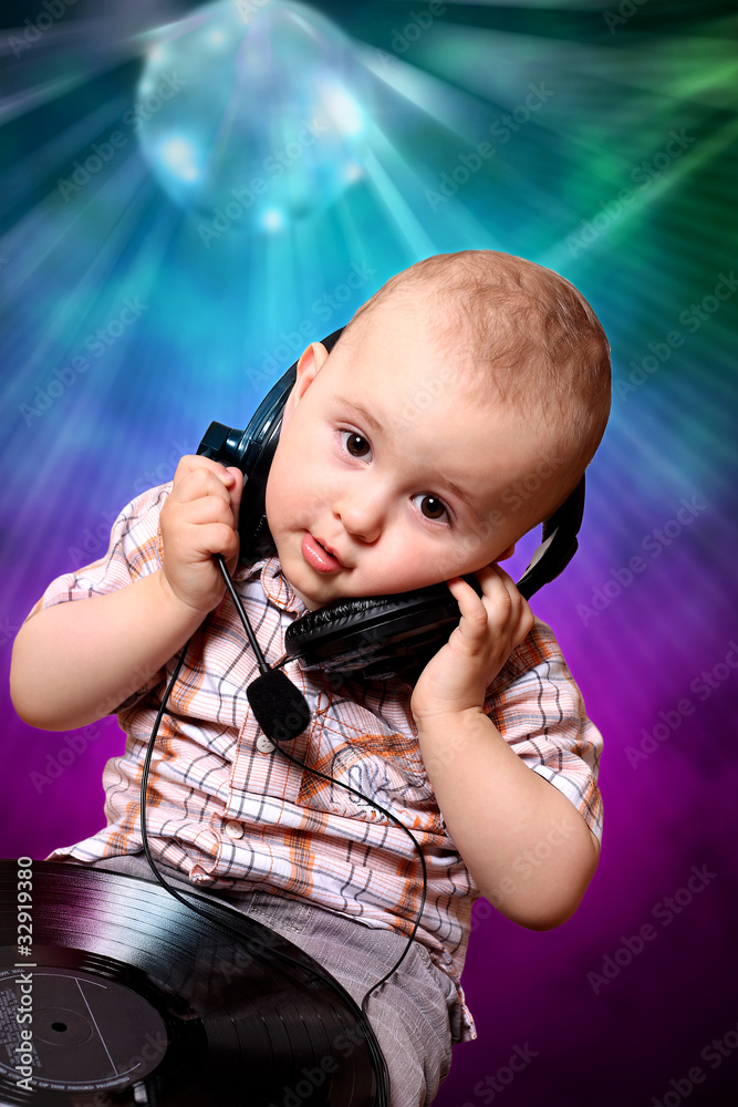 Cute child, baby dj in disco, dance, music, sound Stock Photo | Adobe Stock Cute child, baby dj in disco, dance, music, sound Stock Photo | Adobe Stock