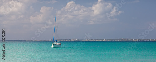 Sailboat Anchored in St. Maarten, Caribbean photo