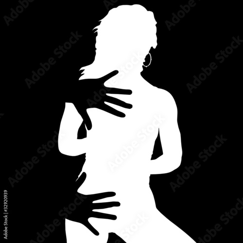 two hand on white silhouette girl